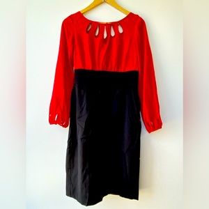 White House Black Market Tulip Peep Hole Cocktail Dress Size 4 Red Black